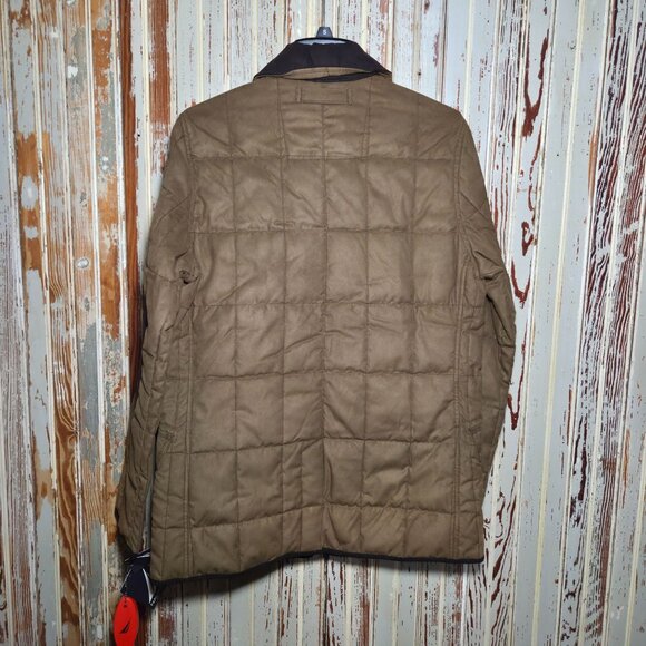 Nautica Quilted Brown Jacket Elbow Patches Snap &  Zip Closure Size Small - Picture 6 of 7